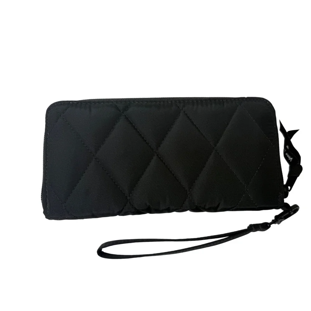 Vera Bradley Twill RFID Riley Compact Wallet Wristlet BLACK 27128-481 VBL 19